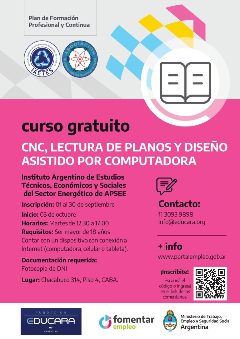 CNC, Lectura de Planos y Diseño asistido por Computadora.